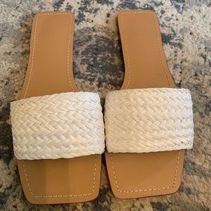 White square toe sandals